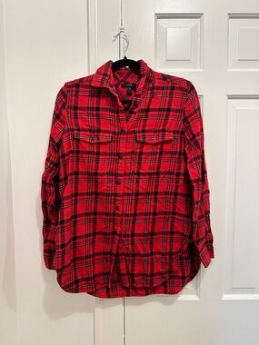 J.Crew Red Plaid Button-Up Shirt - Classic Flannel Style